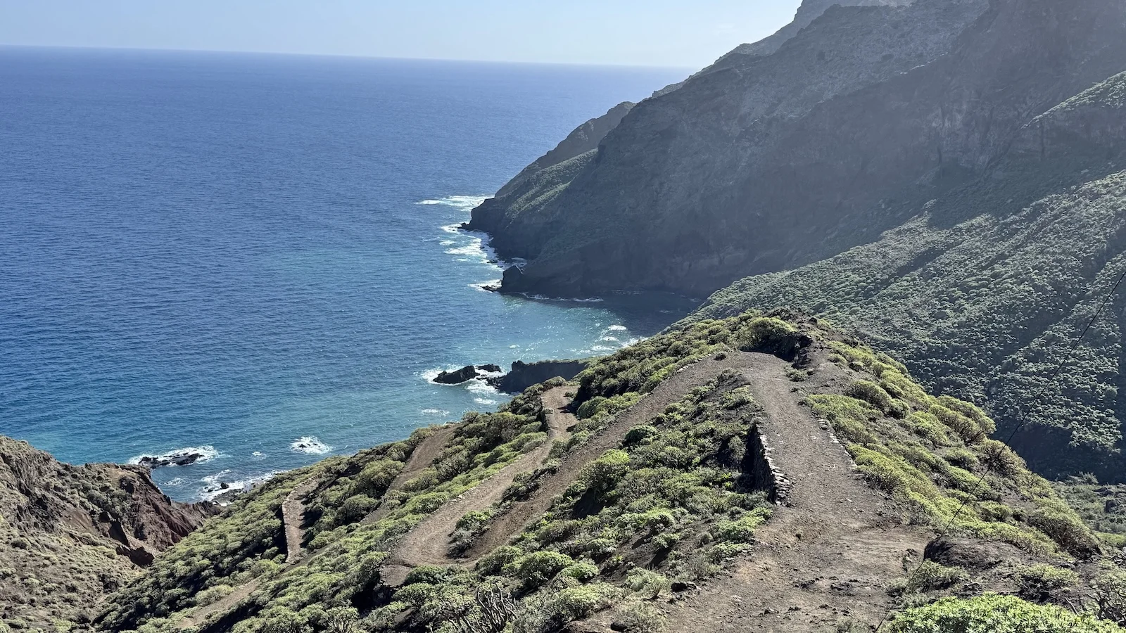 A coastal hiking trail overlooking the ocean